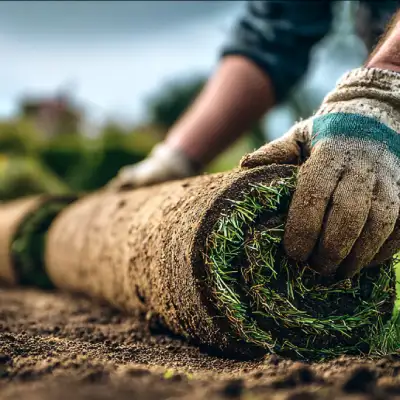 a professional installing grass